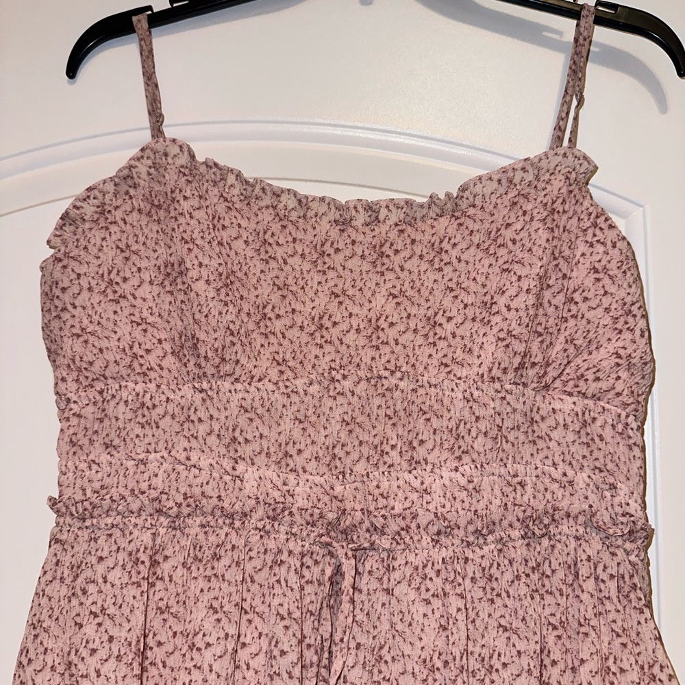 Pink Floral Spaghetti Strap Dress